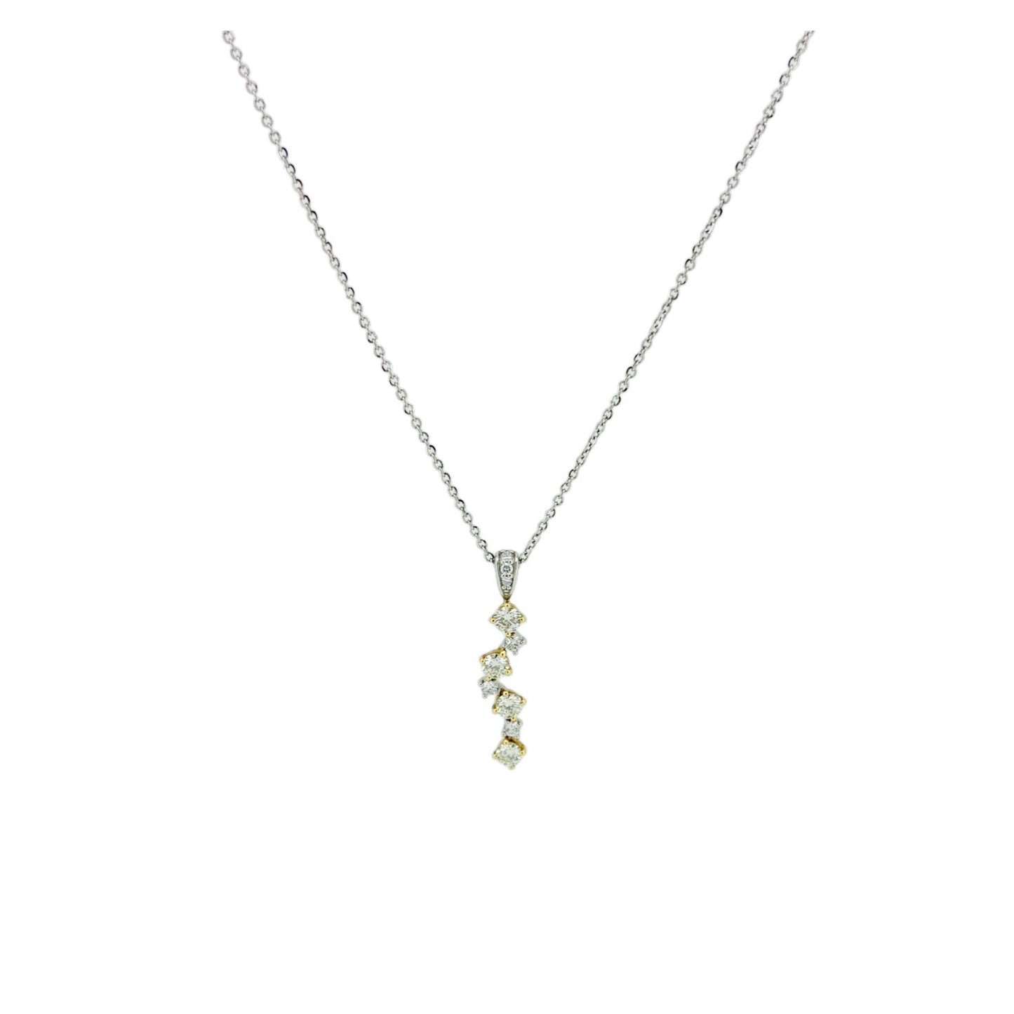 K18YG＆Pt900コンビ ダイヤモンド0.34ct&0.09ctペンダント