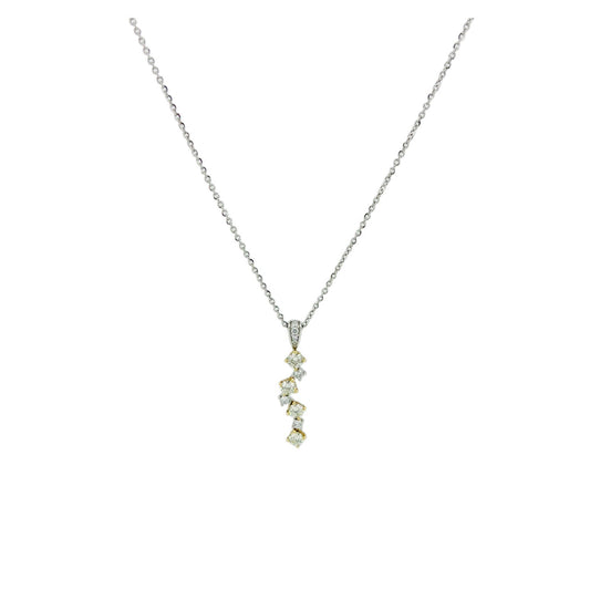 K18YG＆Pt900コンビ ダイヤモンド0.34ct&0.09ctペンダント